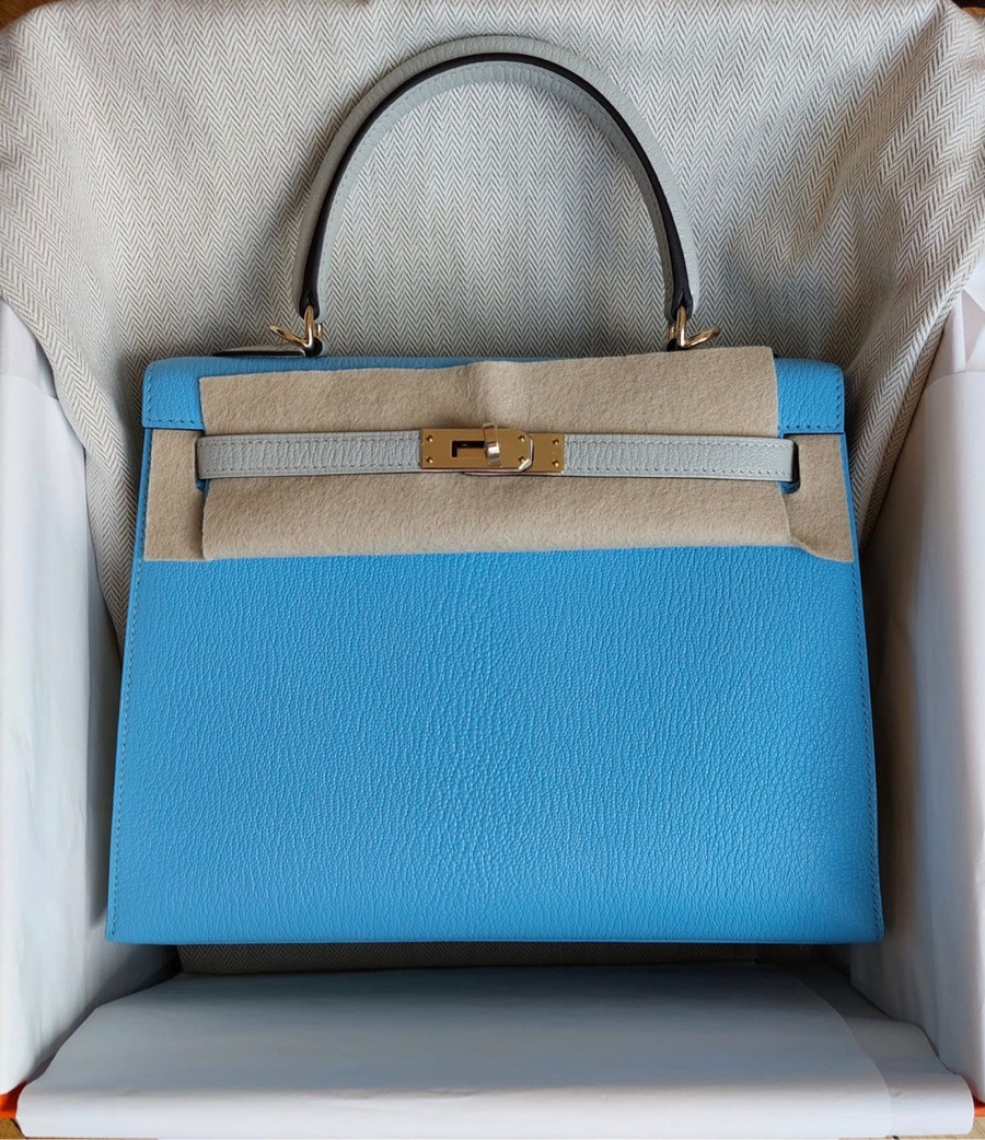 K25 HSS chèvre sellier Bleu du nord/ gris perle permabrasse