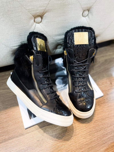 Giày Zanotti sneaker boots cổ lông đen new sz 37