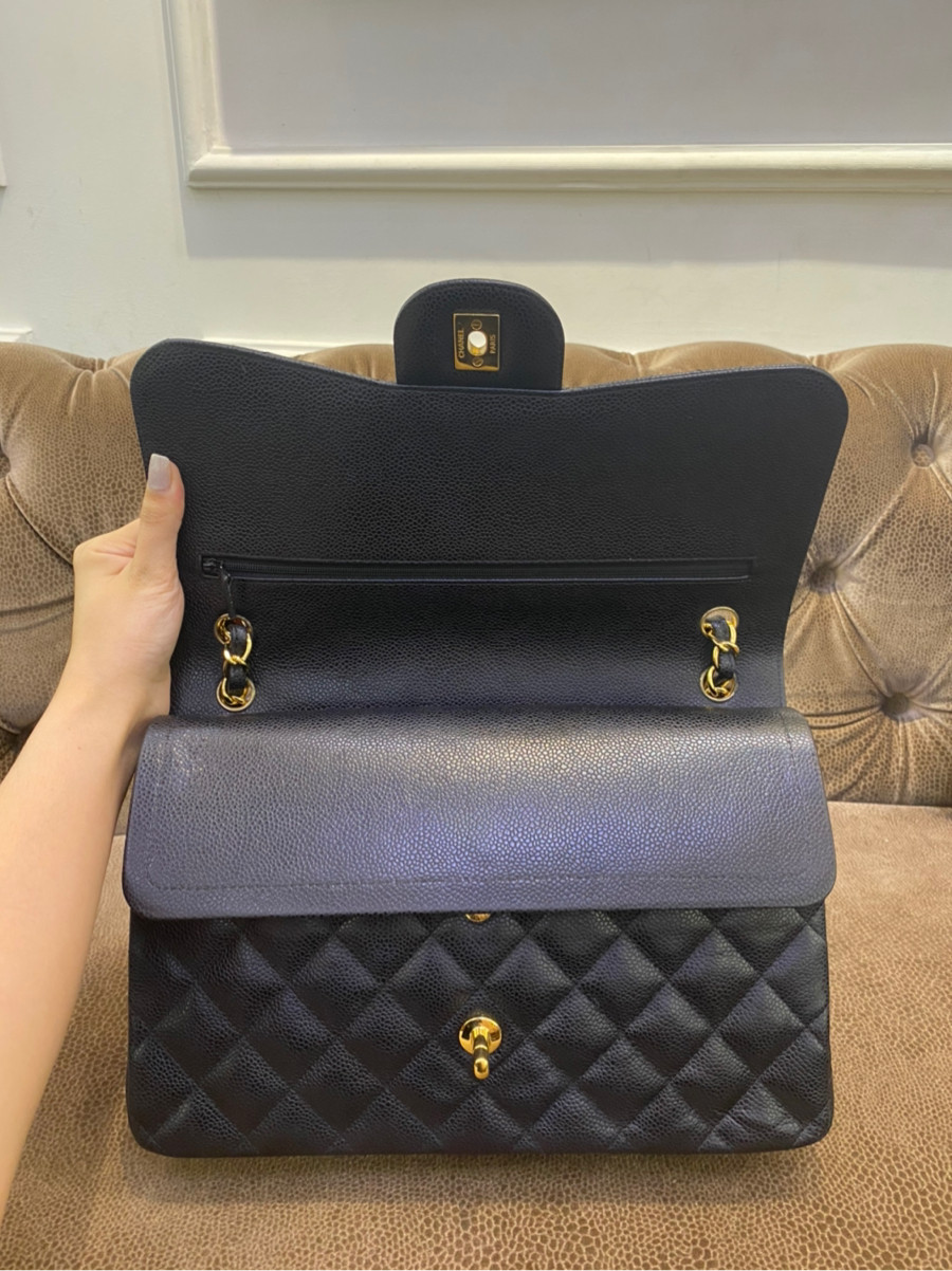 Chanel Classic Jumbo Caviar Black Ghw Bag