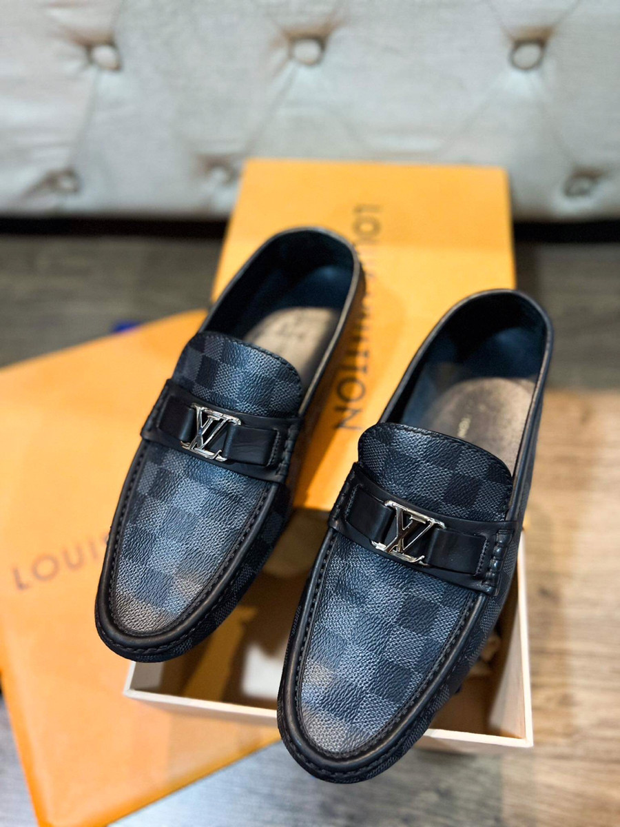 Giày lv moca damier xanh đen logo bạc sz 6 kèm fullbox bill