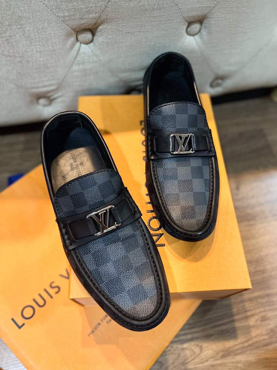 Giày lv moca damier xanh đen logo bạc sz 6 kèm fullbox bill