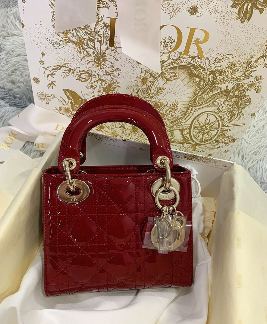 Dior Lady Mini Bag Cherry Red  Nice Bag