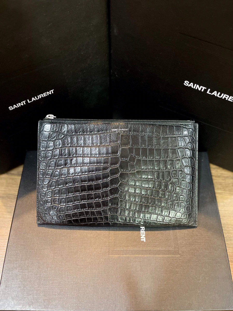 Clutch ysl đen crocs sz 16x25