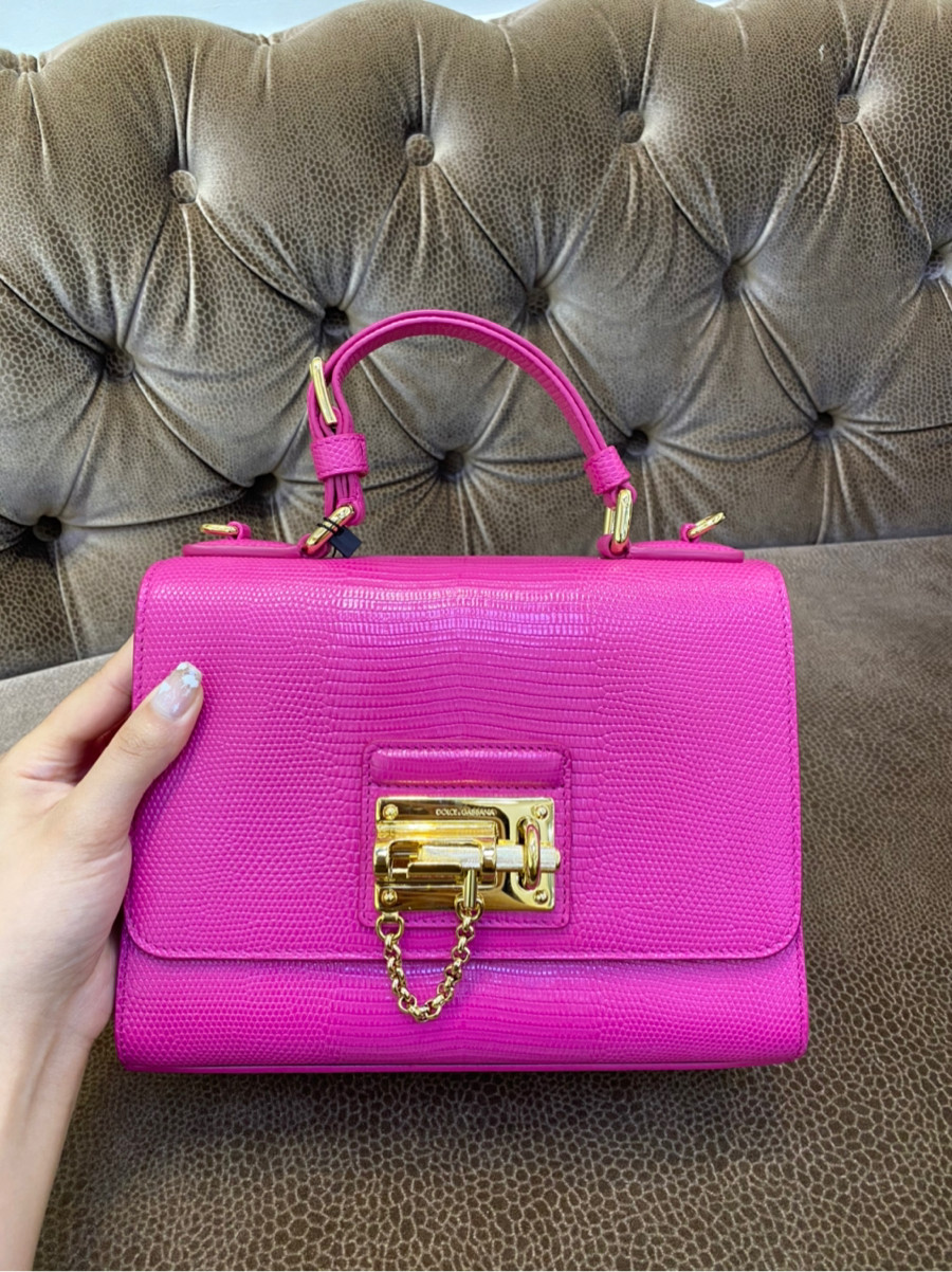 Túi Dolce & Gabbana Pink Lizard Embossed Leather Miss Monica Top Handle Bag  - Tín đồ hàng hiệu