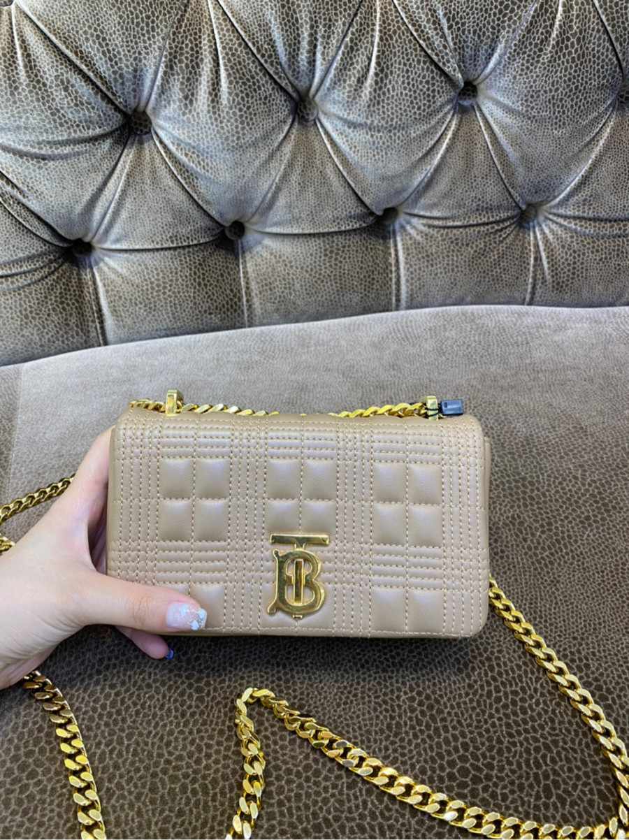 Túi BURBERRY Mini Lola Quilted Check Leather Bag In Camel