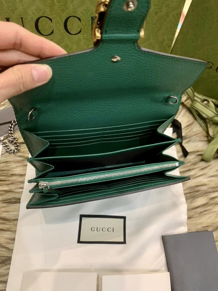 GUCC.I GREEN DIONYSUS LEATHER MINI CHAIN BAG