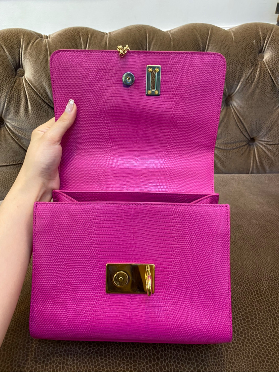 Túi Dolce & Gabbana Pink Lizard Embossed Leather Miss Monica Top Handle Bag  - Tín đồ hàng hiệu