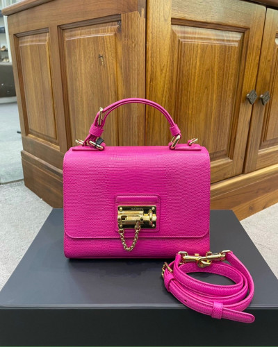 Túi Dolce & Gabbana Pink Lizard Embossed Leather Miss Monica Top Handle Bag