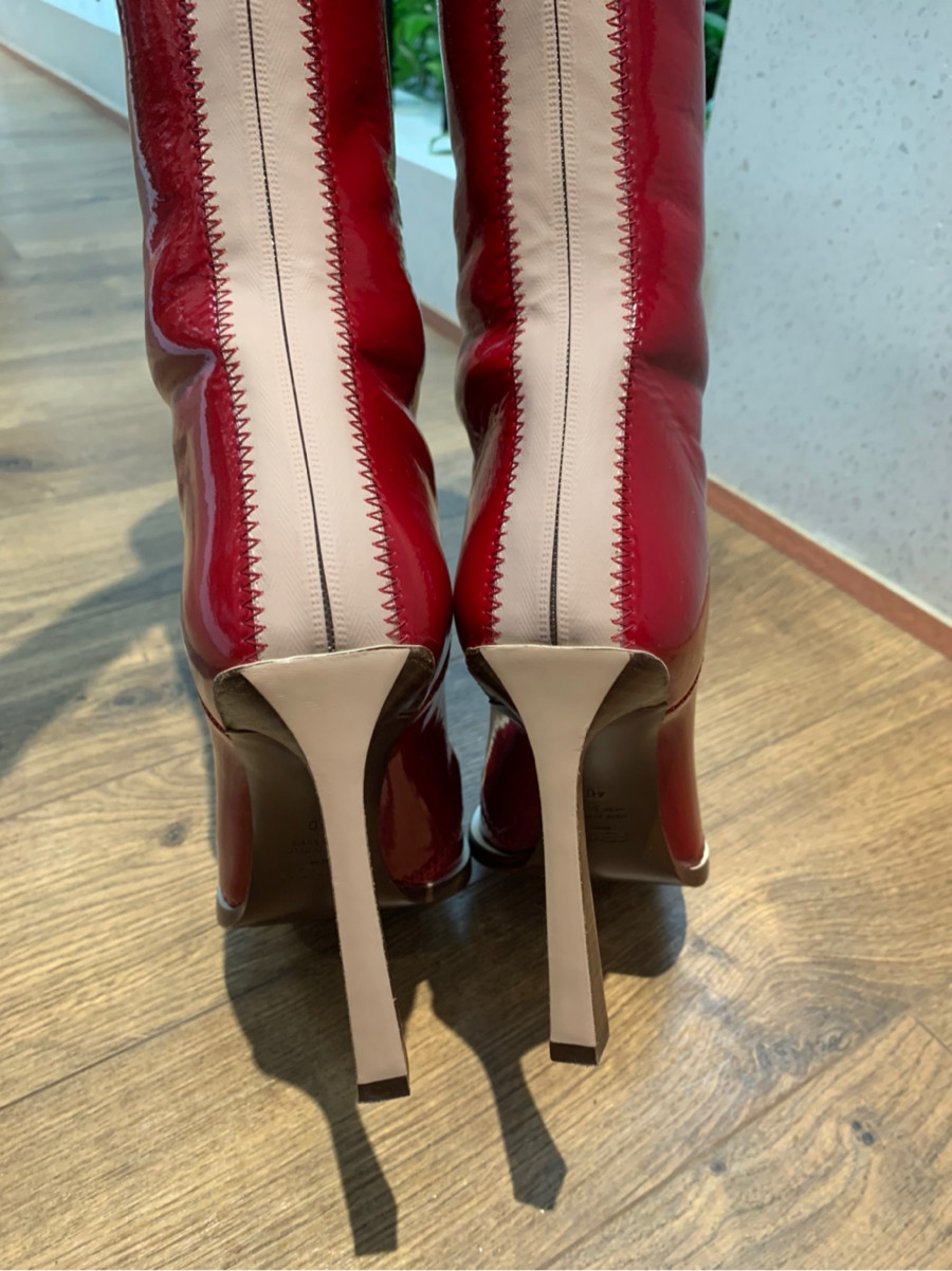 Fe.ndi Patent leather Long boots size 40 Ladies' Red. Chân 39 cũng đi được. Cao 11cm
