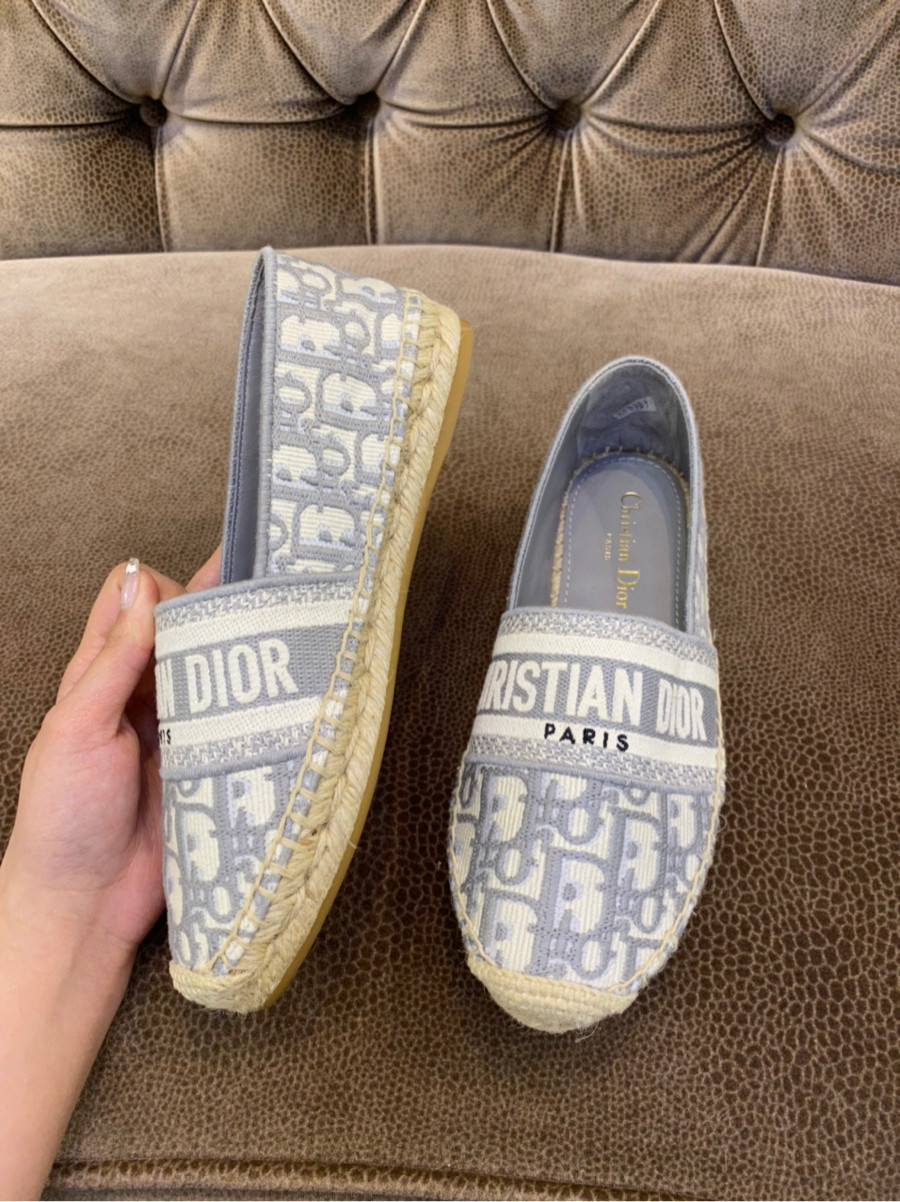 Giày DIOR GRANVILLE ESPADRILLE Gray Dior Oblique Embroidered Cotton