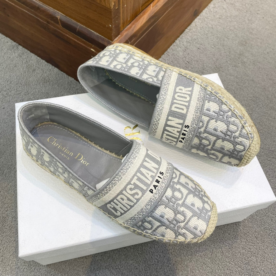 Giày DIOR GRANVILLE ESPADRILLE Gray Dior Oblique Embroidered Cotton