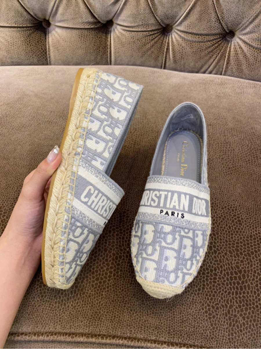 Giày DIOR GRANVILLE ESPADRILLE Gray Dior Oblique Embroidered Cotton