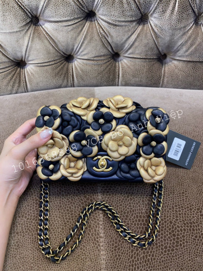 Túi Chanel Small Flowers Gold Black Metallic Bag