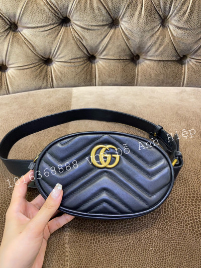 Beltbag Gucci Marmont Black Leather Ghw