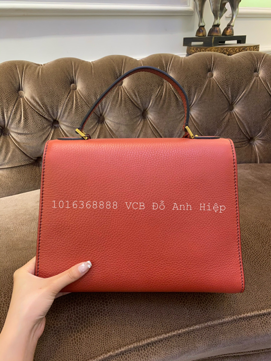 Túi Dior Dioraddict Tote Large Da Grained Màu Đỏ Cam Khóa Vàng