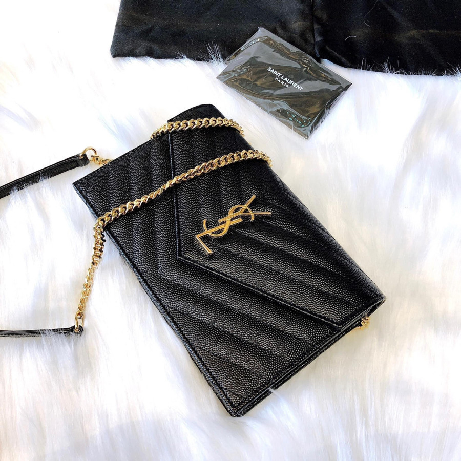 YSL Woc - đen khoá vàng - size 19cm