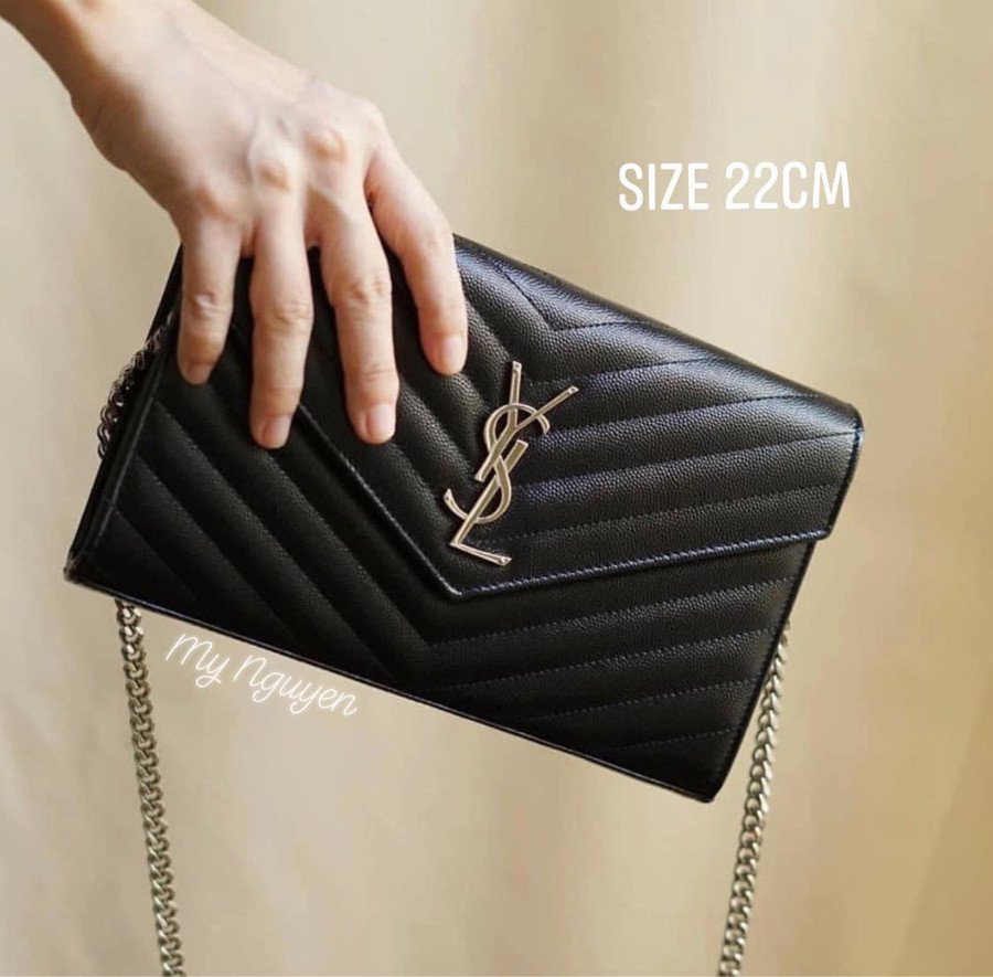 YSL Woc - đen khoá bạc - size 22cm