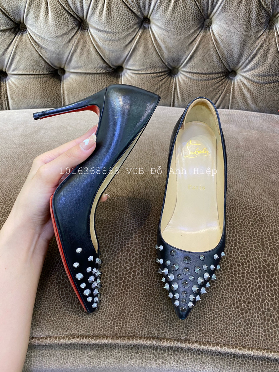Guốc Christian Louboutin Spikyshell 85 Leather Pump In Nocolor