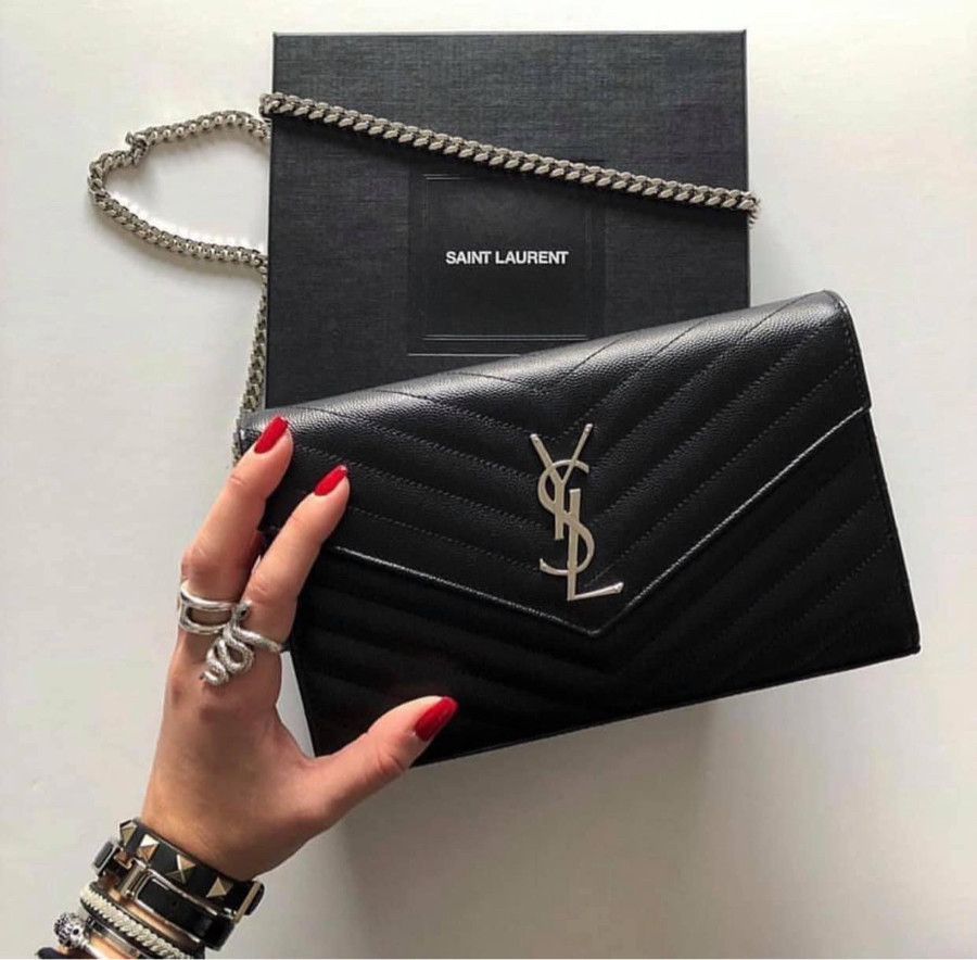 YSL Woc - đen khoá bạc - size 22cm