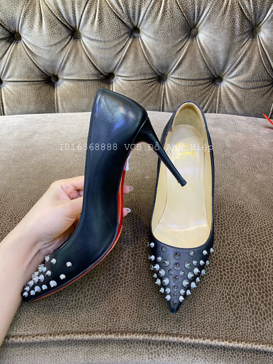 Guốc Christian Louboutin Spikyshell 85 Leather Pump In Nocolor