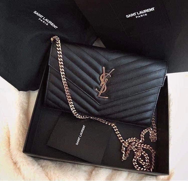 YSL Woc - đen khoá bạc - size 22cm