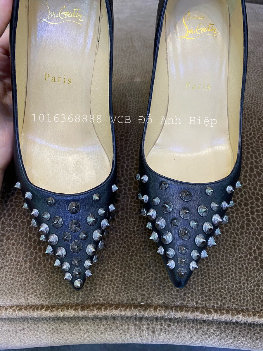 Guốc Christian Louboutin Spikyshell 85 Leather Pump In Nocolor