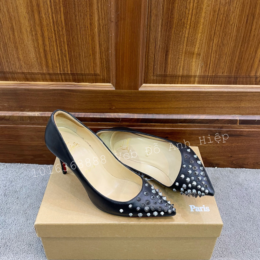 Guốc Christian Louboutin Spikyshell 85 Leather Pump In Nocolor