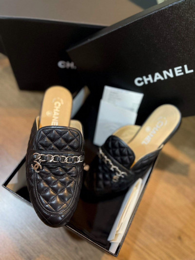 Sục chanel đen viền xích kèm logo sz 37C fullboxbill