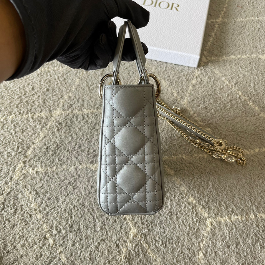 Mini Lady Dior Xám Nhũ New Full