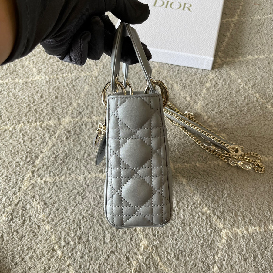 Mini Lady Dior Xám Nhũ New Full