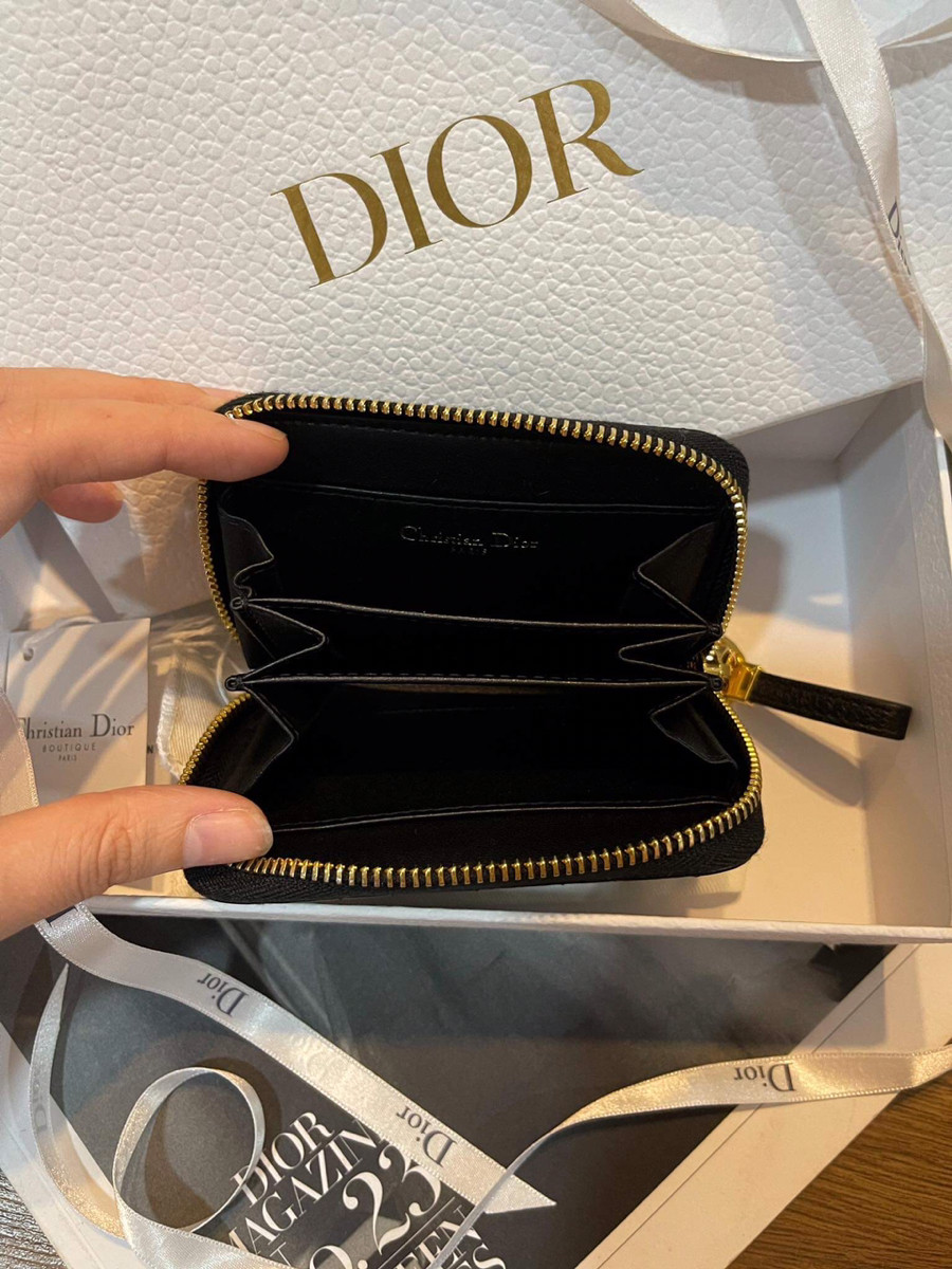 Ví dior đen zippy  gập logo vàng fullboxbill