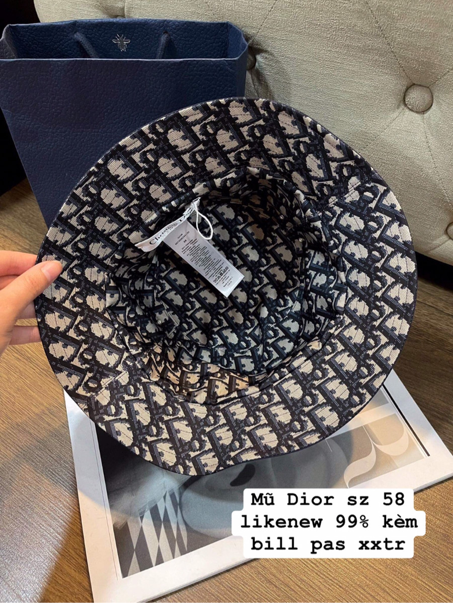 Mũ dior xanh hoạ tiết canvas sz 58 kèm bill