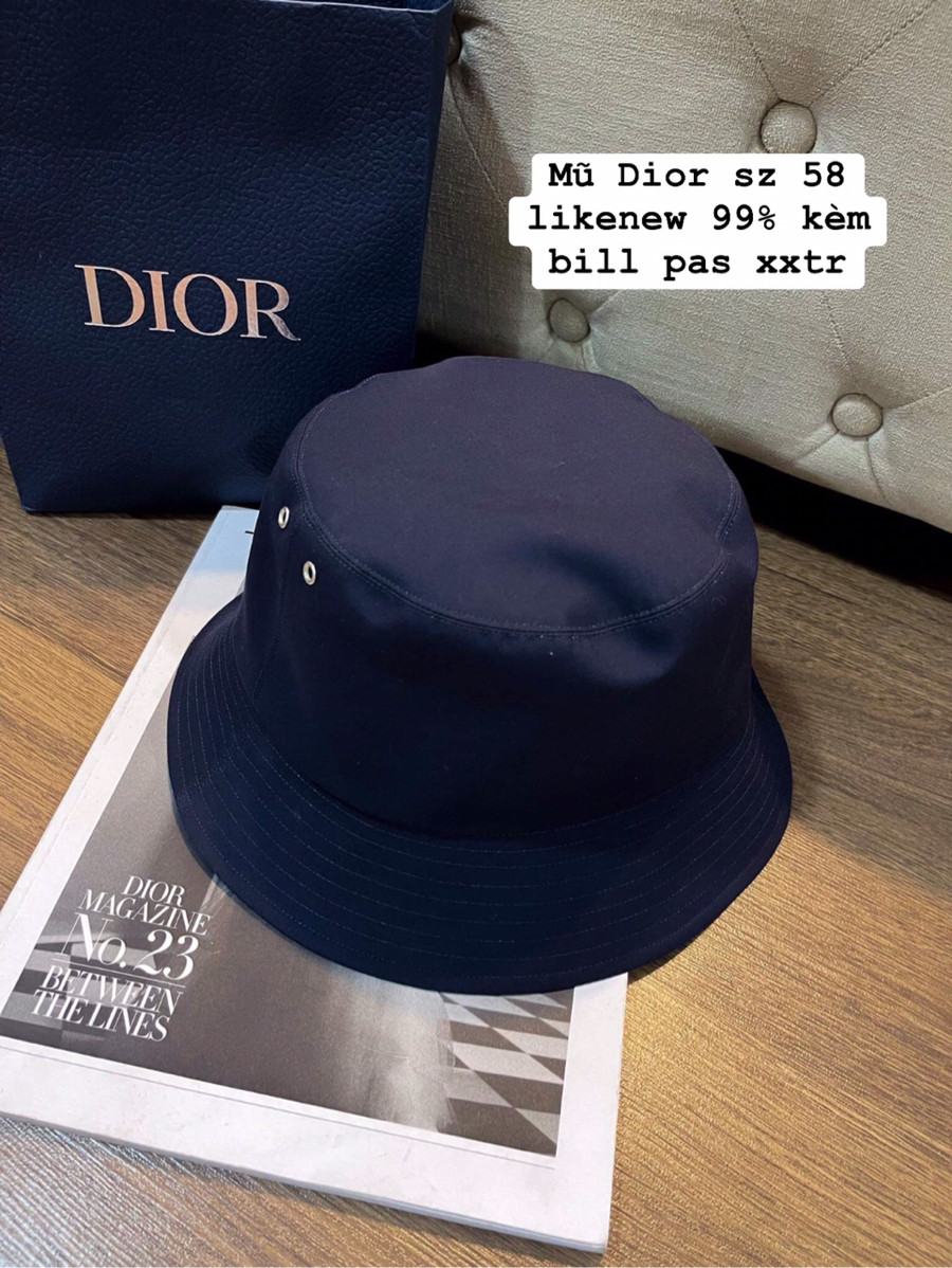 Mũ dior xanh hoạ tiết canvas sz 58 kèm bill