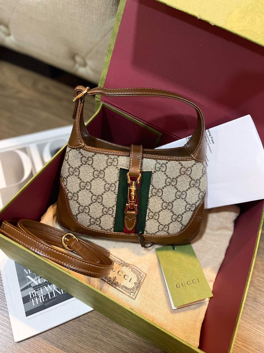 Túi gucci 1961 hoạ tiết viền nâu sz 19 newtag fullboxbill