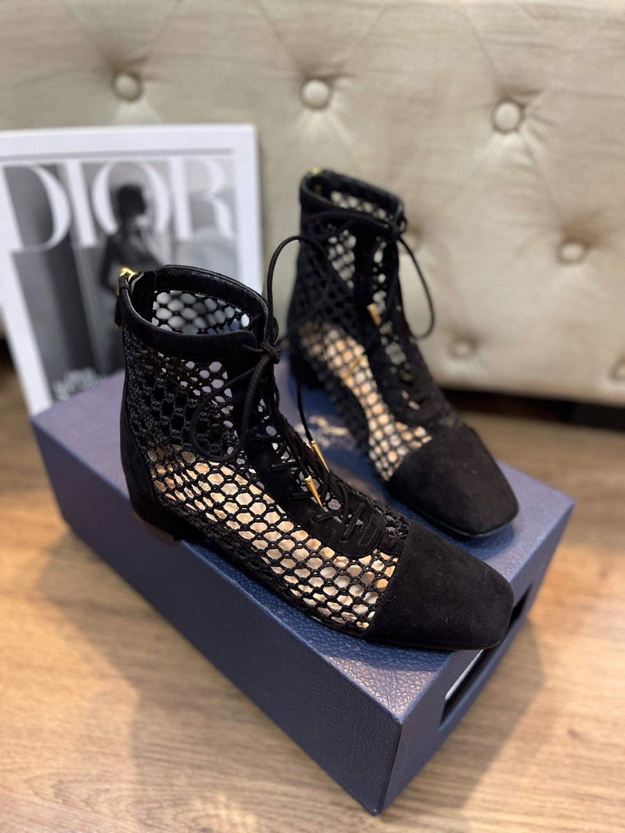 Boots Dior lưới đen sz 36 cao 4p