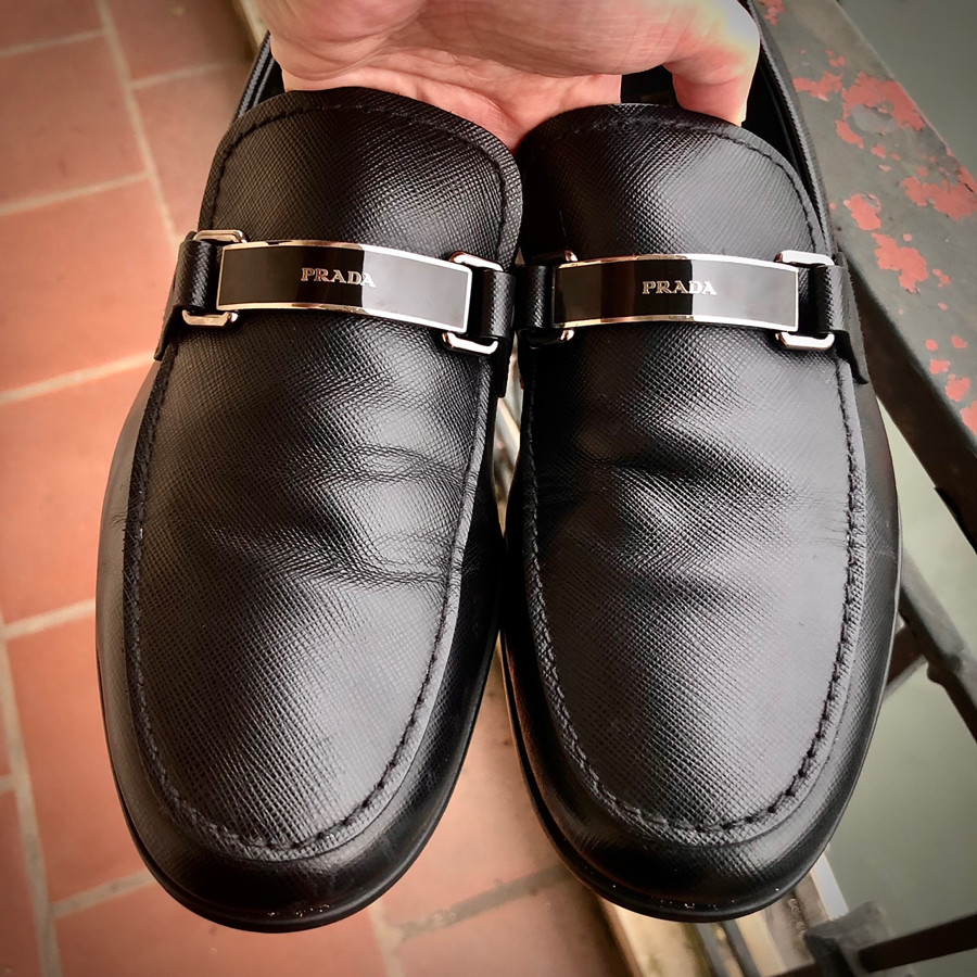 ❤️Pra-da Saffiano leather loafers - black sz 8 ~ 42: