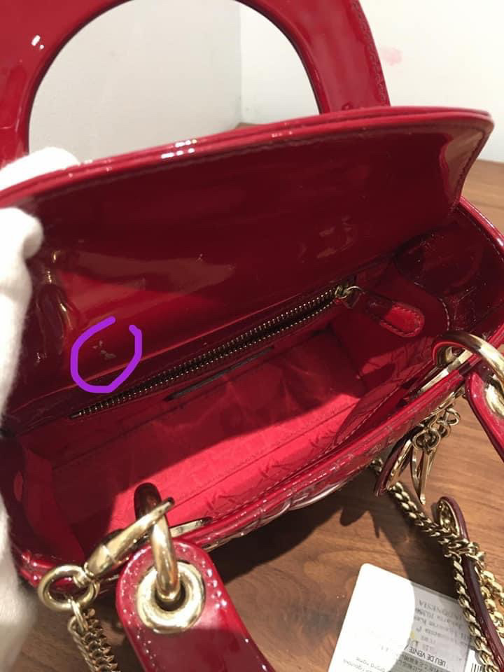 C h r i s t i a n D i o r Lady D i o r Cannage Patent leather 2way shoulder bag Red.   95%new-, có một vadi vết như e up ctiet ạ