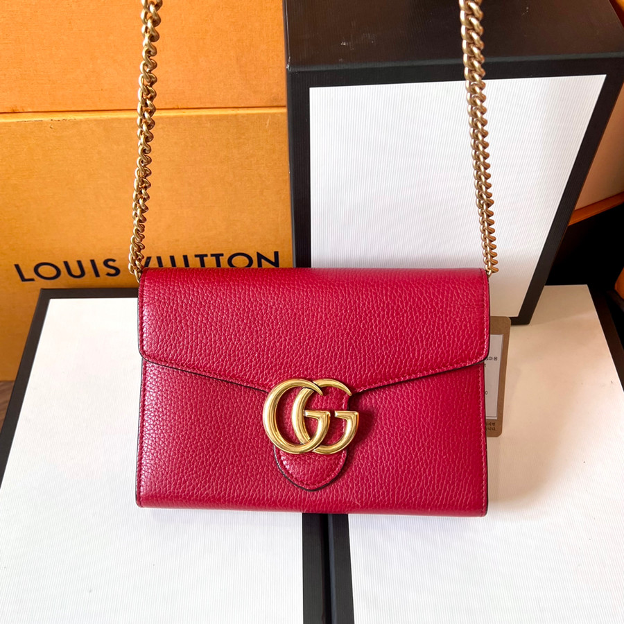 GUCCI MARMONT LEATHER CHAIN WALLET