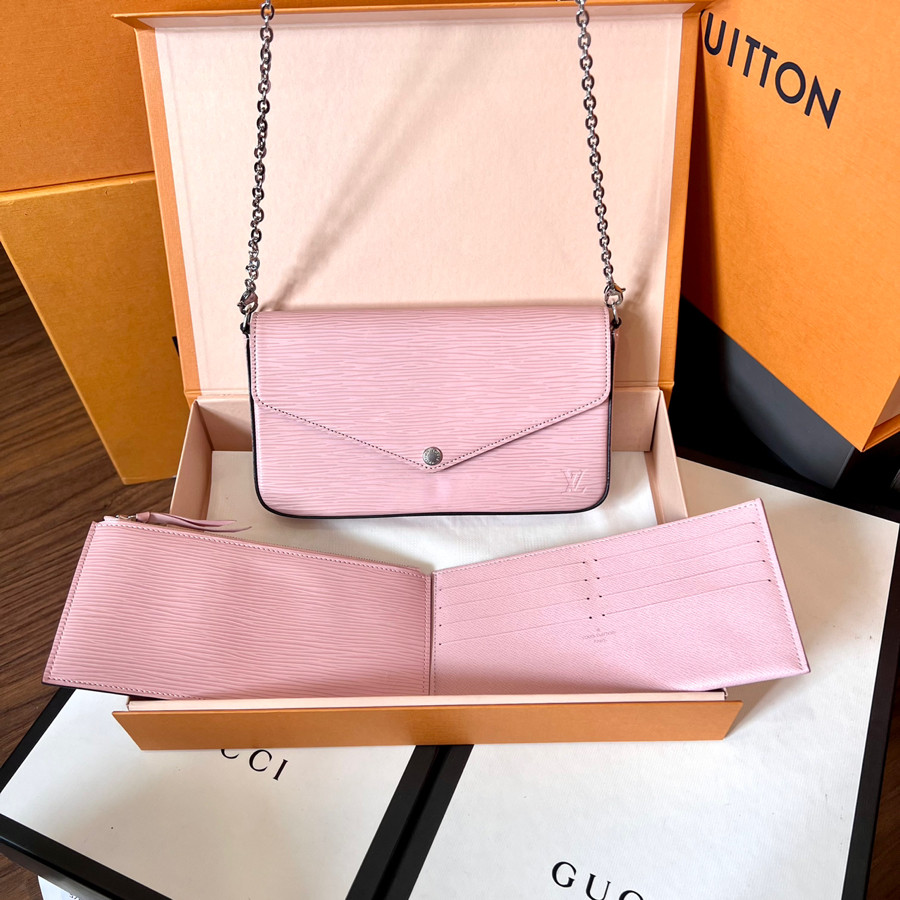 LV ROSE EPI LEATHER FELICIE POCHETTE