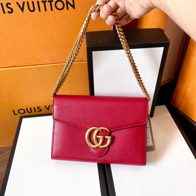 GUCCI MARMONT LEATHER CHAIN WALLET