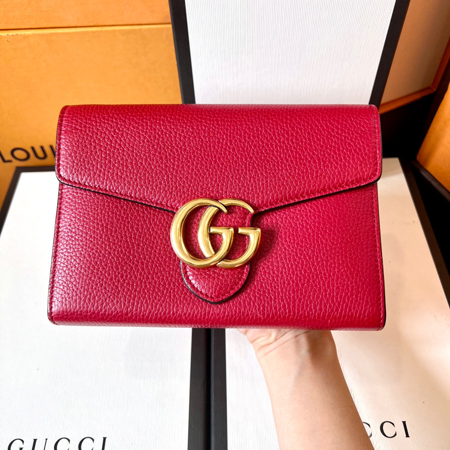 GUCCI MARMONT LEATHER CHAIN WALLET