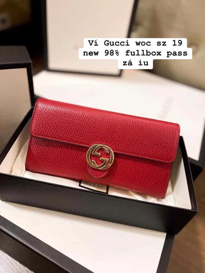 Ví gucci đỏ khoá vàng sz 19 kèm box