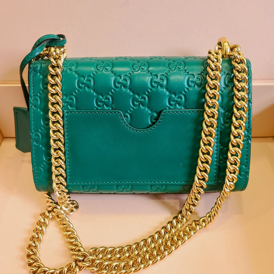 GUCCI GREEN PADLOCK SMALL GG SHOULDER BAG