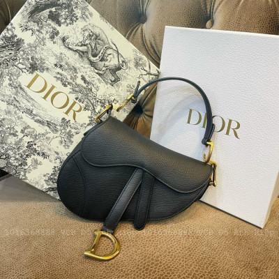 Dior Saddle Mini Grained Calfskin Black Ghw Bag