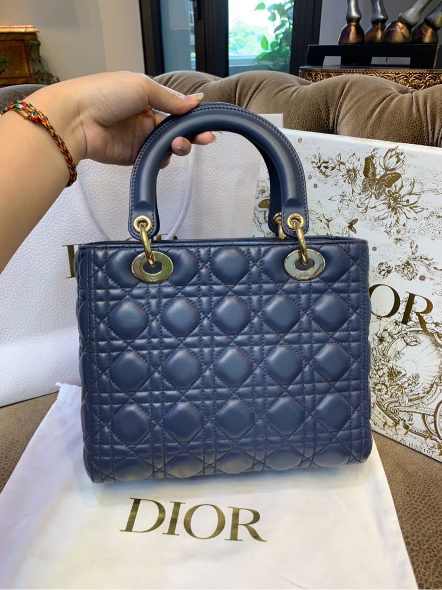 Dior Lady blue lambskin medium ghw