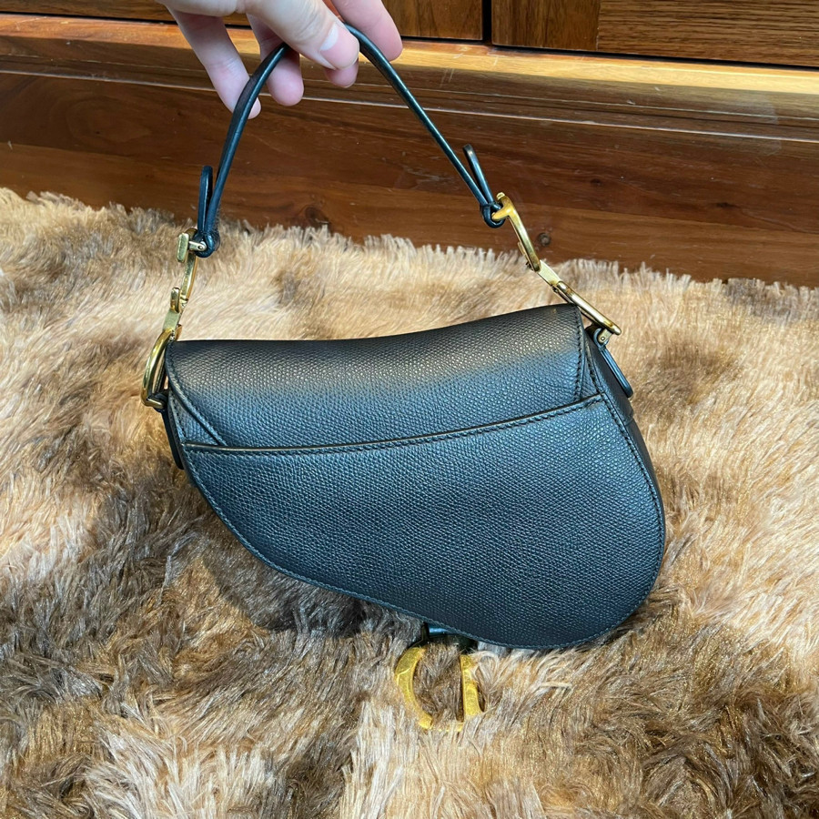 Dior Saddle Mini Grained Calfskin Black Ghw Bag