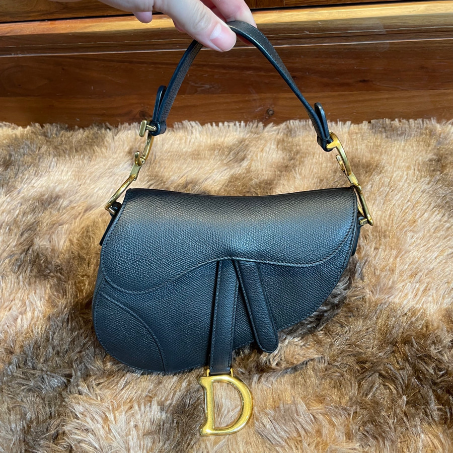 Dior Saddle Mini Grained Calfskin Black Ghw Bag