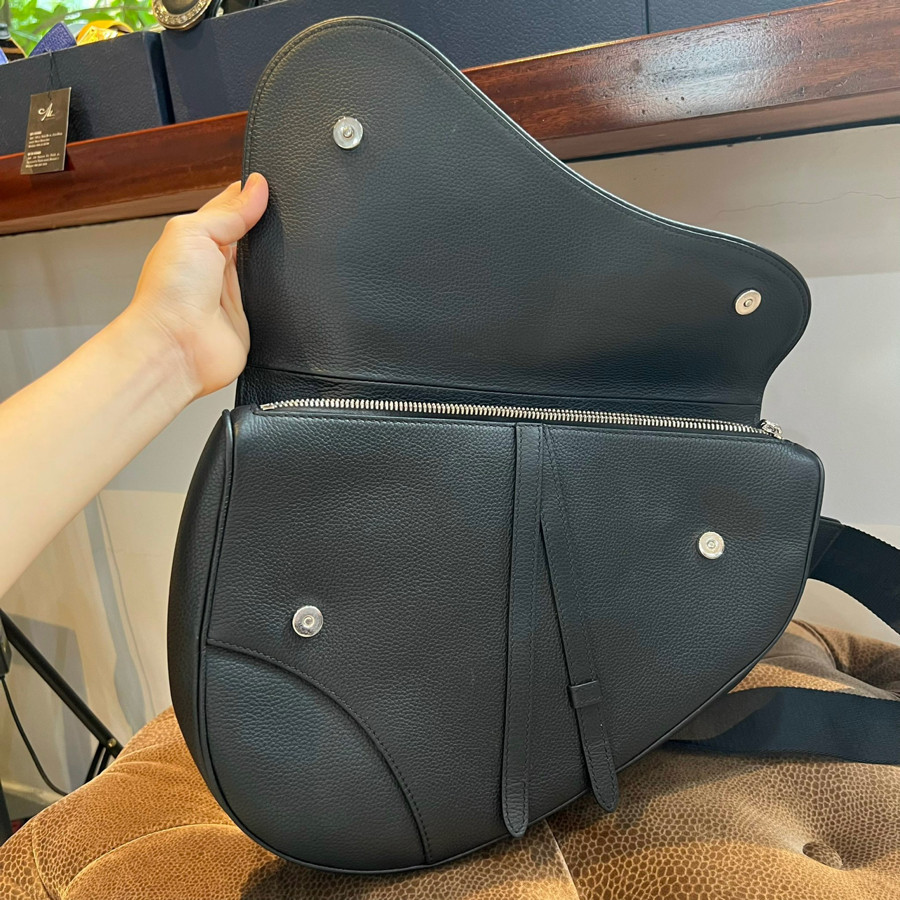 DIOR SADDLE BAG Black Grained Calfskin