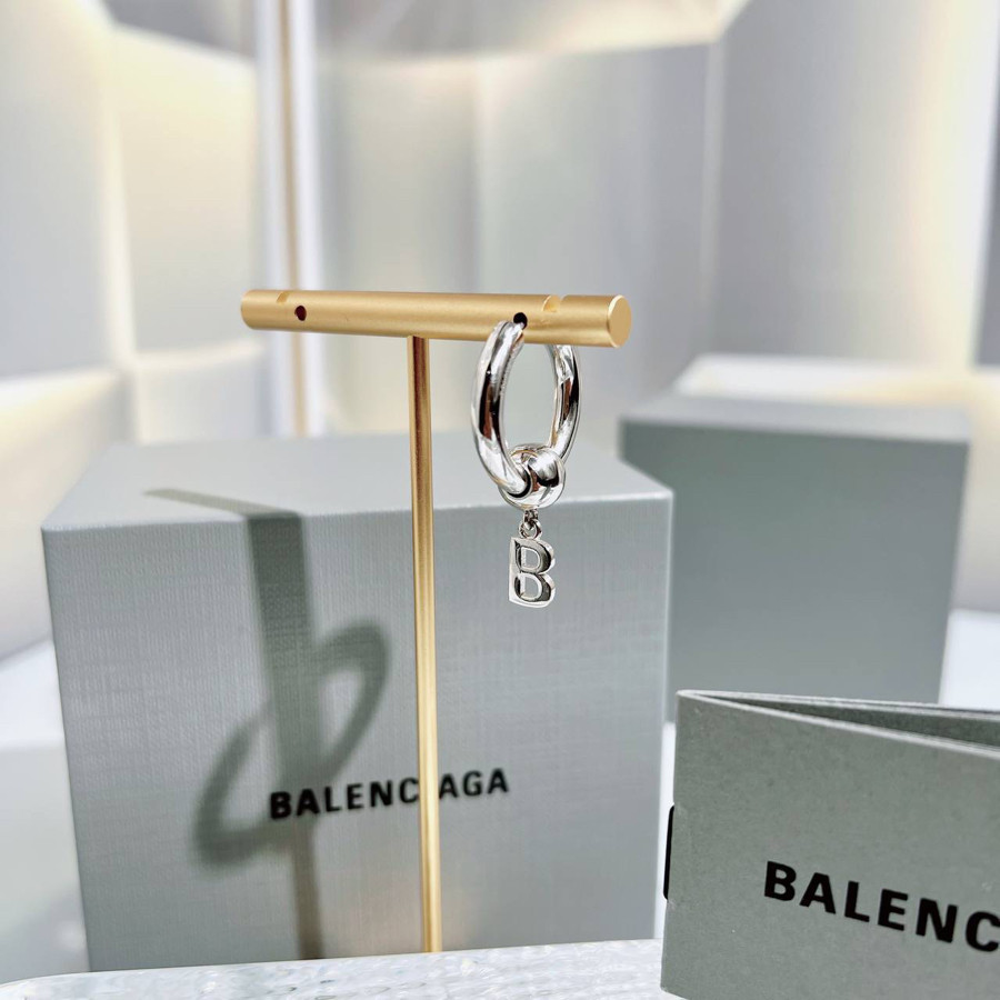 BÔNG TAI Balenciaga Women Logo Earrings in Gold Brass