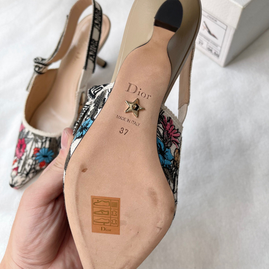 Guốc Dior slingblack hoa size 37